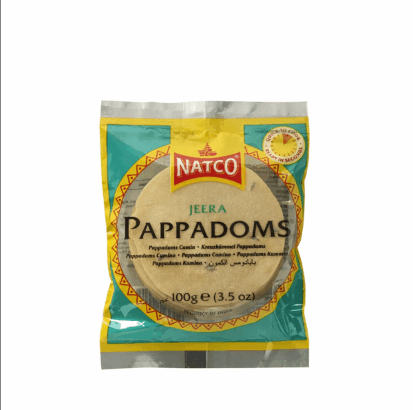 Natco Pappadoms Jeera 3" Madras 100g
